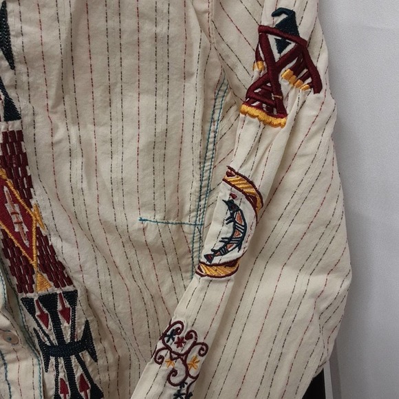 Rare Art to Wear Native American Johnny Was Boho Embroidered Button Up Shirt - Picture 5 of 6